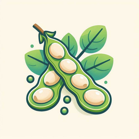 Soybean pods on a white background. Vector illustration in cartoon style.のイラスト素材