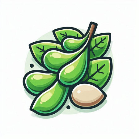 Soybean vector icon on white background. Edamame illustration.のイラスト素材