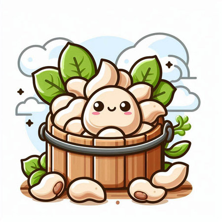 Illustration of a Sauna Mascot Character in a Saunaのイラスト素材