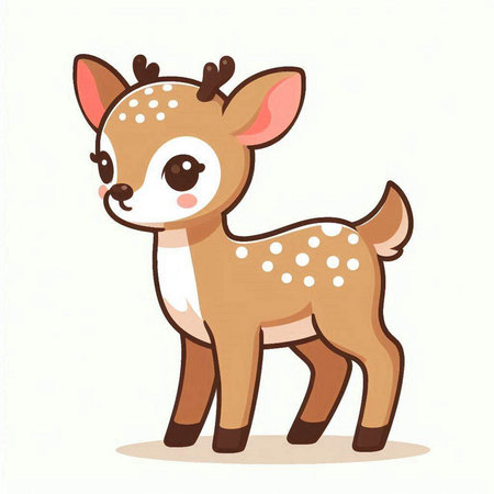 Cute little deer isolated on a white background. Vector illustration.のイラスト素材