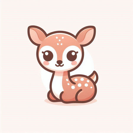 Cute cartoon deer. Vector illustration of a cute baby deer.のイラスト素材