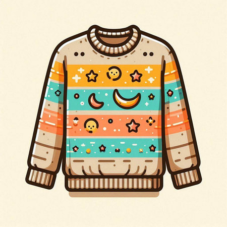 Funny sweater. Vector illustration of a sweater with a pattern.のイラスト素材