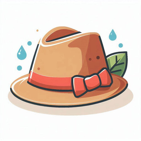 Illustration of a hat with a bow on a white background.のイラスト素材