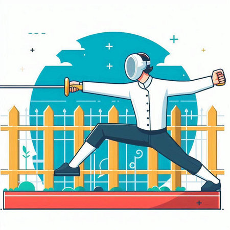 Fencing. Vector illustration of a man in sportswear.のイラスト素材