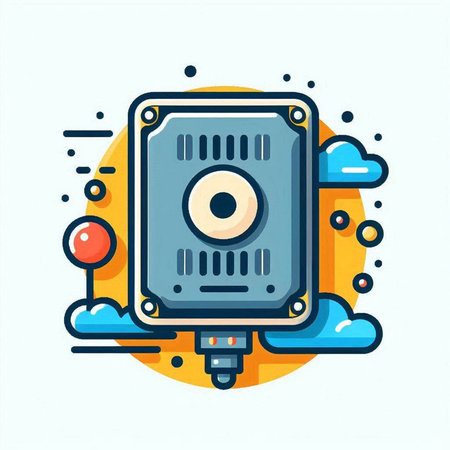 Vector illustration of modern flat design icon of hard drive with cloud computingのイラスト素材
