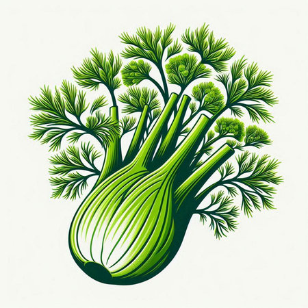 Fennel. Vector illustration. Isolated on white background.のイラスト素材