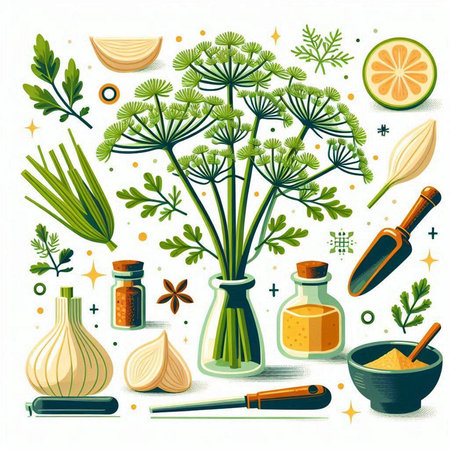 Herbs and spices. Herbs and spices. Vector illustration.のイラスト素材