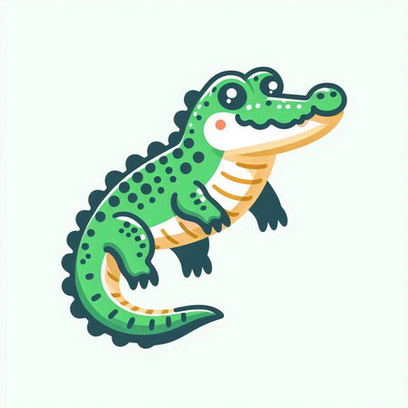 Crocodile vector illustration. Cute baby crocodile.のイラスト素材