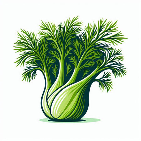 Fresh fennel isolated on a white background. Vector illustration.のイラスト素材