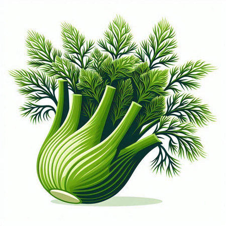 Fennel. Vector illustration. Isolated on white background.のイラスト素材