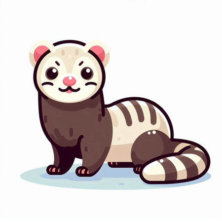 Cute cartoon red panda on white background. Vector illustration.のイラスト素材