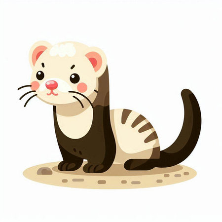 Cute ferret isolated on white background. Vector cartoon illustration.のイラスト素材