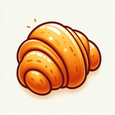 Croissant icon isolated on white background. Vector hand drawn illustration.のイラスト素材