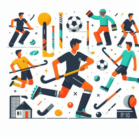 Soccer players. Flat vector illustration. Set of sport icons.のイラスト素材