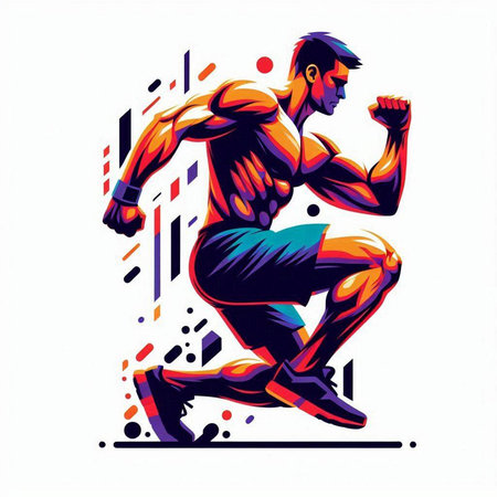 Running man. Sport and fitness concept. Vector illustration isolated on white background.のイラスト素材