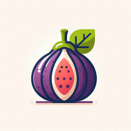 Figs flat icon. Vector illustration of fresh ripe figs.のイラスト素材