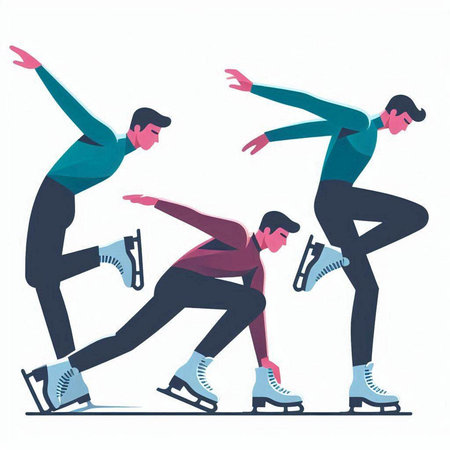 Ice Skating Competition. People in Sportswear Skating. Vector Illustrationのイラスト素材