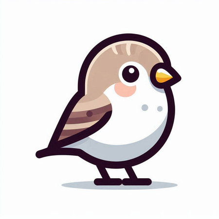 Cute little sparrow on white background. Cartoon vector illustration.のイラスト素材