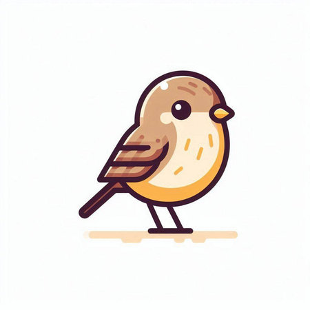 Cute little bird. Hand drawn vector illustration in cartoon style.のイラスト素材