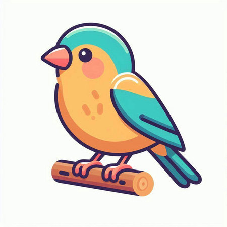 Cute cartoon bird on white background. Vector illustration in flat style.のイラスト素材