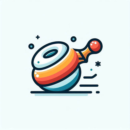Funny cartoon toy for kids. Vector illustration in trendy linear style.のイラスト素材