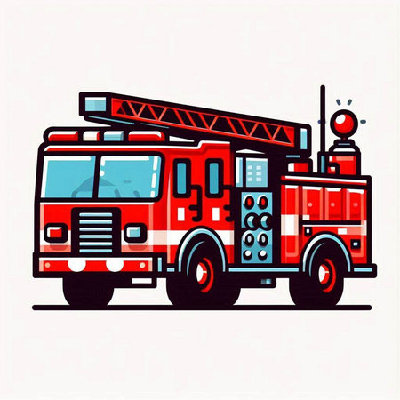 Fire engine. Vector illustration of a firetruck in flat style.のイラスト素材