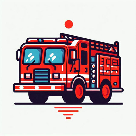 Fire engine. Vector illustration. Isolated on a white background.のイラスト素材