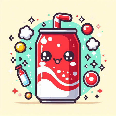 Cartoon soda drink character. Vector illustration in a flat style.のイラスト素材