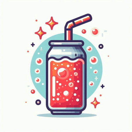 Cocktail in a jar with a straw. Vector illustration.のイラスト素材