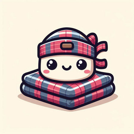 Cute kawaii winter hat with scarf, vector illustration.のイラスト素材