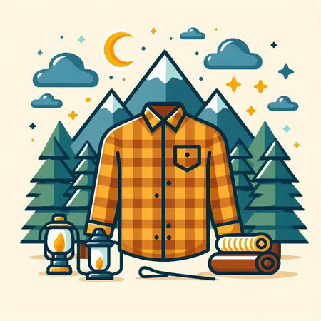 Camping flat style vector illustration. Camping and travel concept.のイラスト素材
