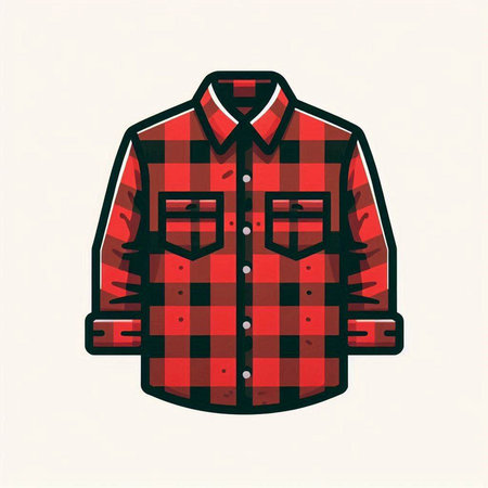 Red checkered shirt vector illustration isolated on a white background.のイラスト素材