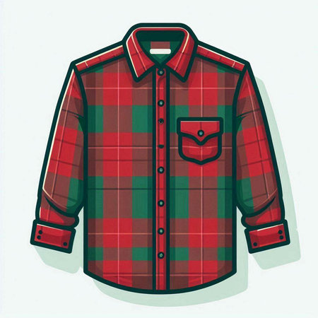 Red checkered shirt isolated on white background. Vector illustration.のイラスト素材