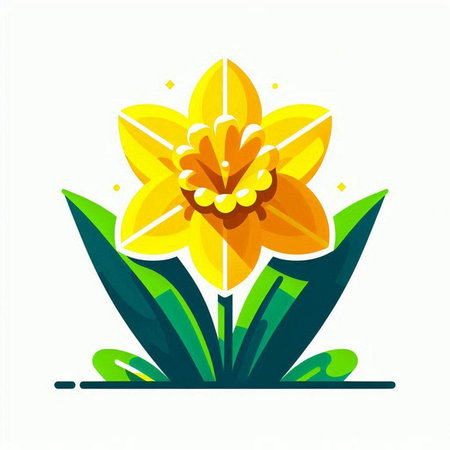 Flower Daffodil. Vector illustration, flat design.のイラスト素材