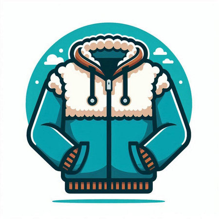 Winter jacket vector illustration isolated on a white background. Winter clothing.のイラスト素材