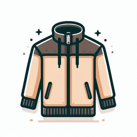 Vector hand drawn illustration of winter jacket. Isolated on white background.のイラスト素材