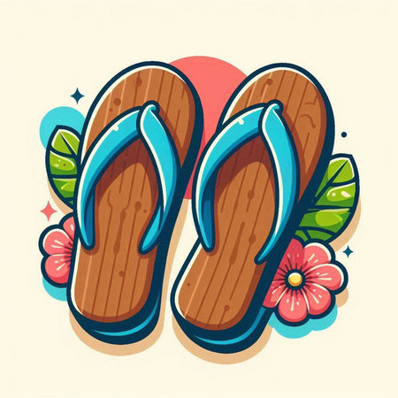 Flip-flops. Vector illustration isolated on white background.のイラスト素材