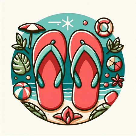 Flip-flops. Vector illustration in a flat style.のイラスト素材