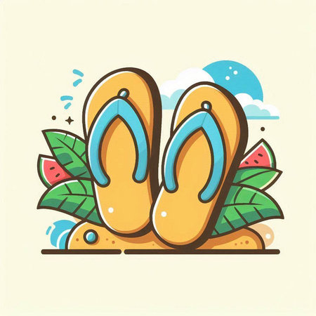Flip-flops icon. Vector illustration of summer vacation.のイラスト素材
