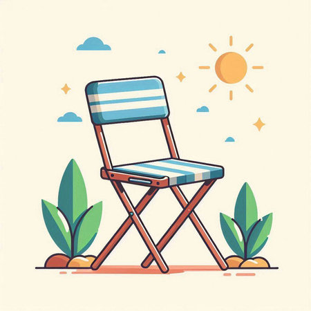 Illustration of a beach chair in a flat style. Vector illustrationのイラスト素材