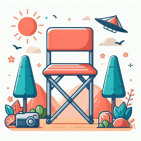 Cinema chair in the park. Vector illustration in flat styleのイラスト素材
