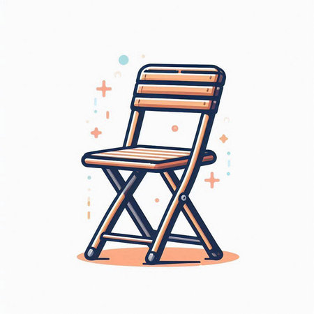 Wooden chair on white background. Vector illustration in cartoon style.のイラスト素材