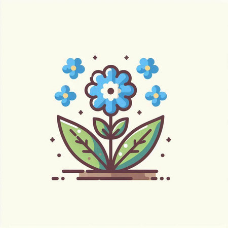 Flower icon. Vector illustration in flat linear style. Isolated on white background.のイラスト素材