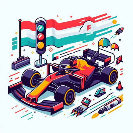 Vector illustration of a racing car on a white background. Isometric vector illustrationのイラスト素材