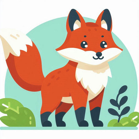 Cute cartoon fox. Vector illustration of a cute wild animal.のイラスト素材