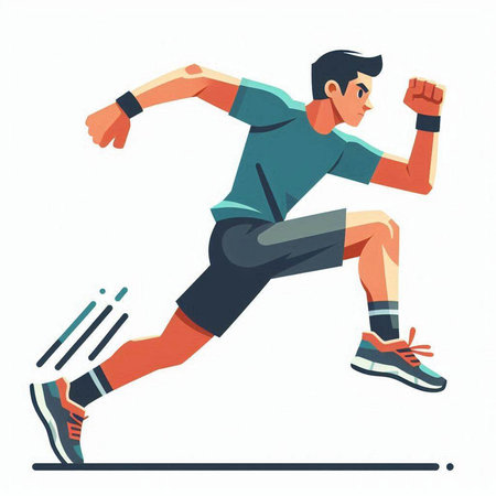 Running man. Athlete jogging. Vector illustration in flat styleのイラスト素材