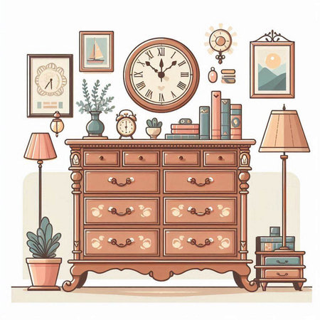Furniture in the interior of the living room. Vector illustrationのイラスト素材