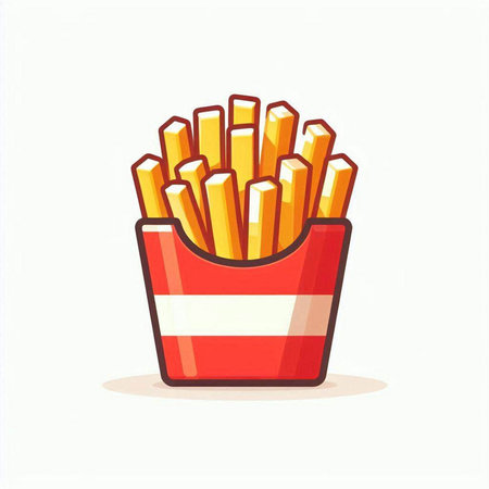French fries in box isolated on white background. Fast food vector illustration.のイラスト素材