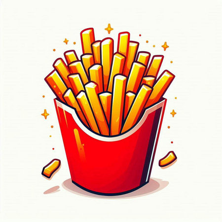 Vector illustration of french fries in a red box on a white backgroundのイラスト素材
