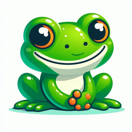Cartoon green frog isolated on a white background. Vector illustration.のイラスト素材